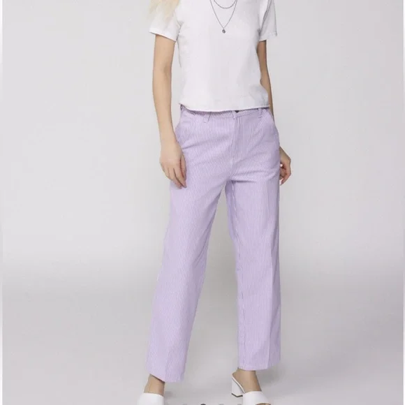 Dickies Lavender Striped Cropped Carpenter Pants Size 27 - Picture 4 of 4
